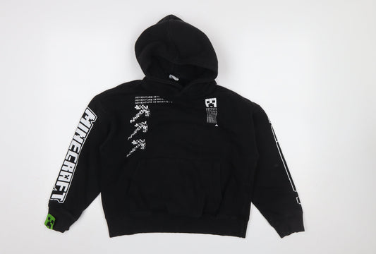 ZARA Girls Black Minecraft Pullover Hoodie Size 10 Years Graphic Print