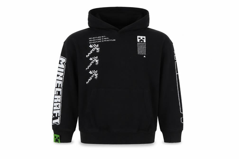 ZARA Girls Black Minecraft Pullover Hoodie Size 10 Years Graphic Print