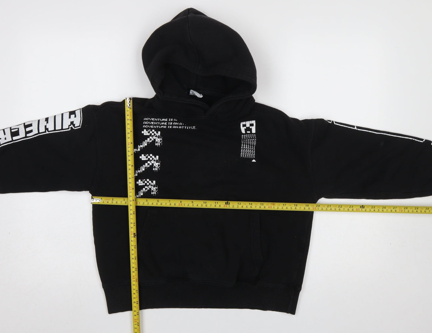 ZARA Girls Black Minecraft Pullover Hoodie Size 10 Years Graphic Print