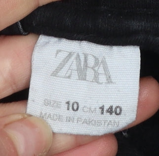 ZARA Girls Black Minecraft Pullover Hoodie Size 10 Years Graphic Print