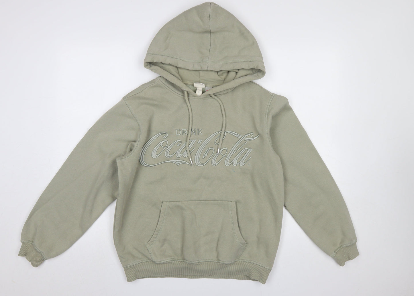 H&M Women’s Beige Coca-Cola Embroidered Pullover Hoodie XS