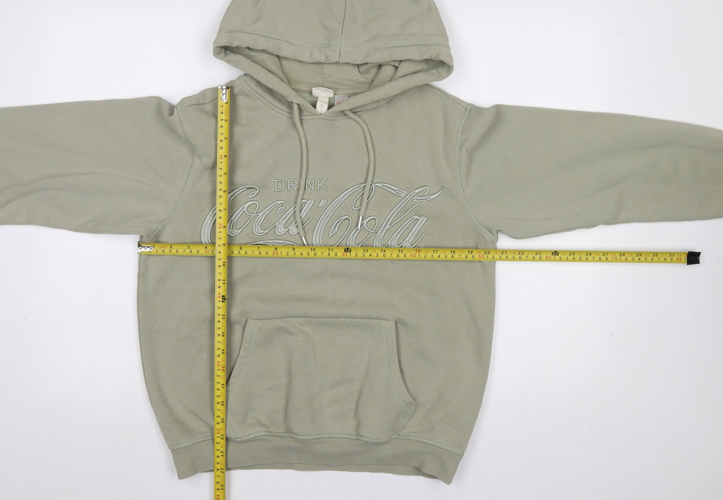 H&M Women’s Beige Coca-Cola Embroidered Pullover Hoodie XS