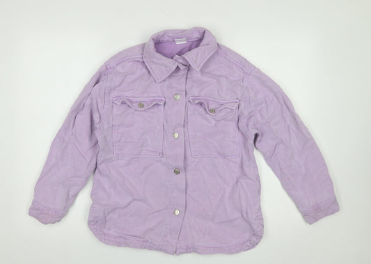 Zara Girls Purple Cotton Lyocell Shirt Jacket 11-12 Years Button Front