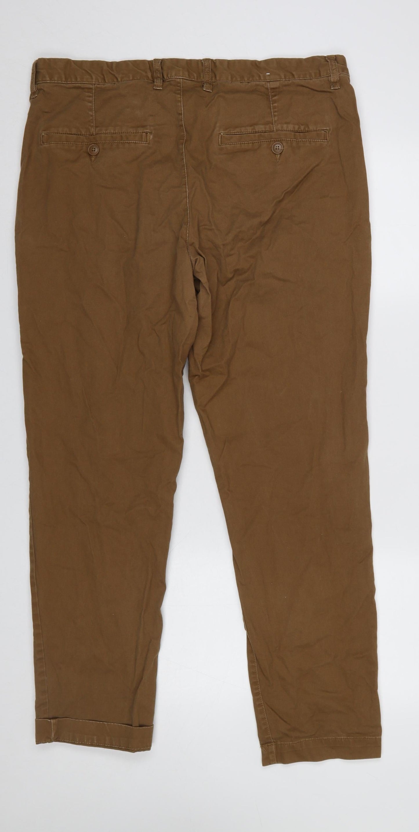 H&M Men Brown Chino Trousers Size UK 36 Regular Cotton Blend