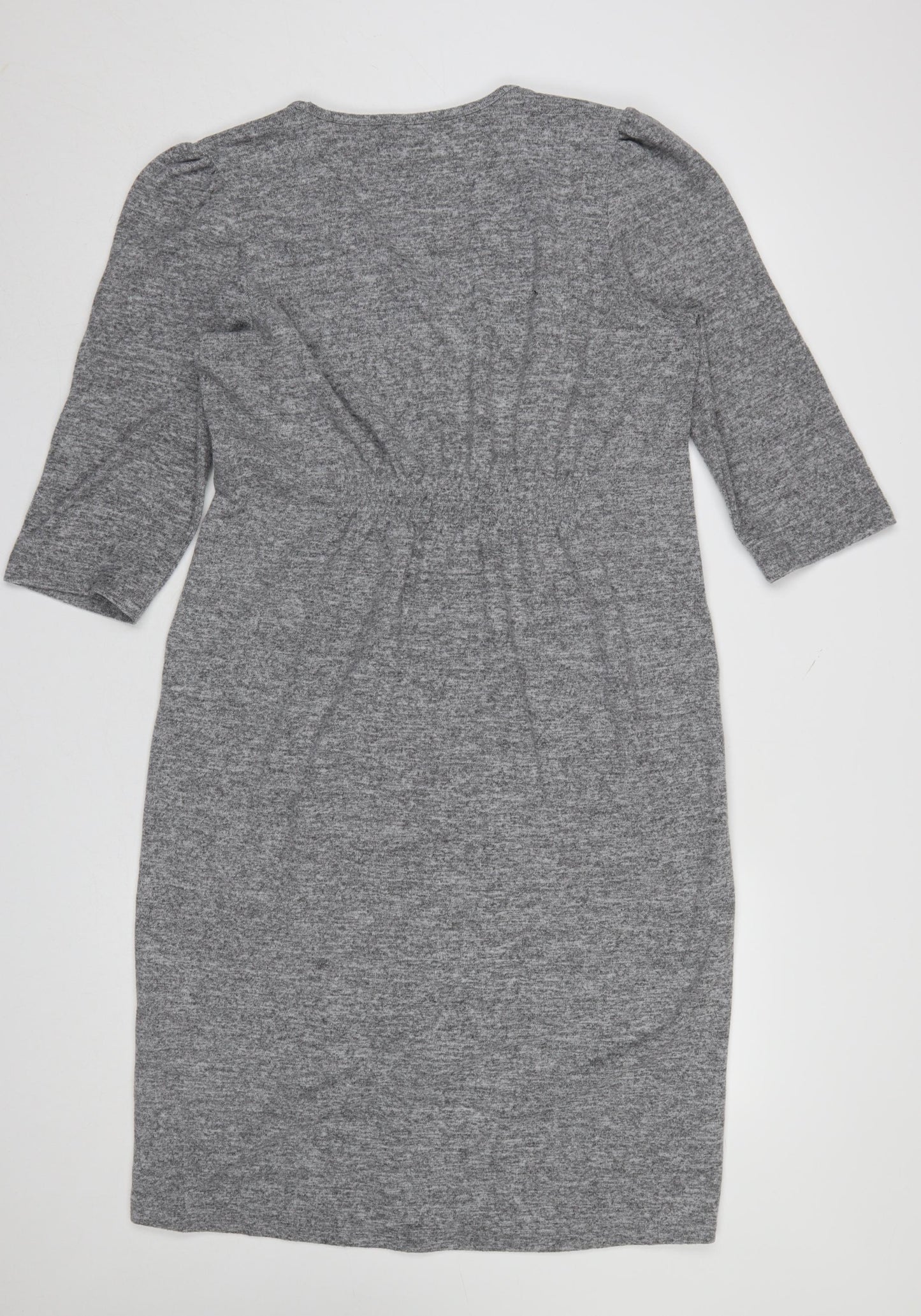 Savida Womens Grey V-Neck Knee Length Shift Dress Size 16
