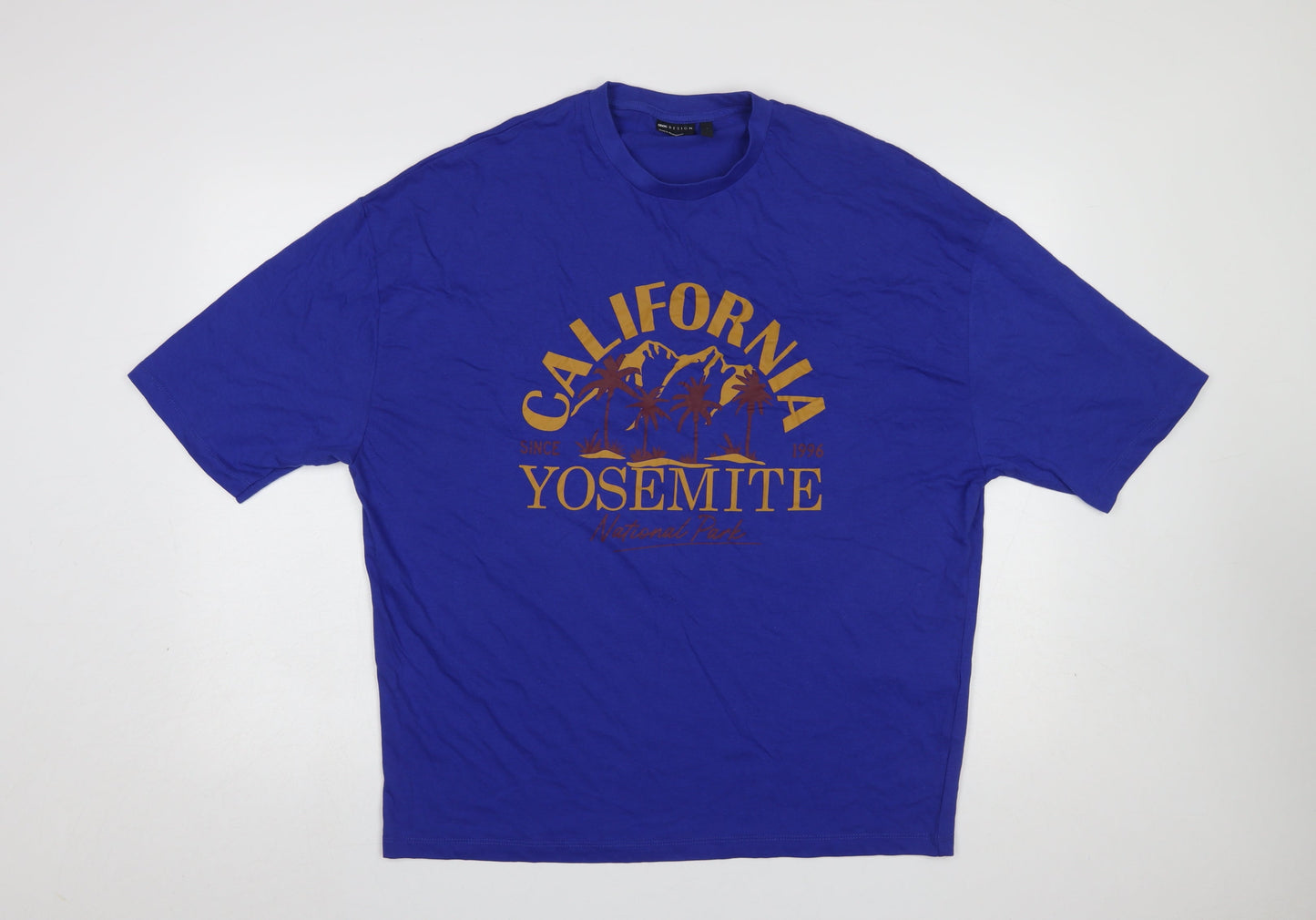 ASOS DESIGN Men's Blue California Yosemite Graphic Cotton T-Shirt Size S