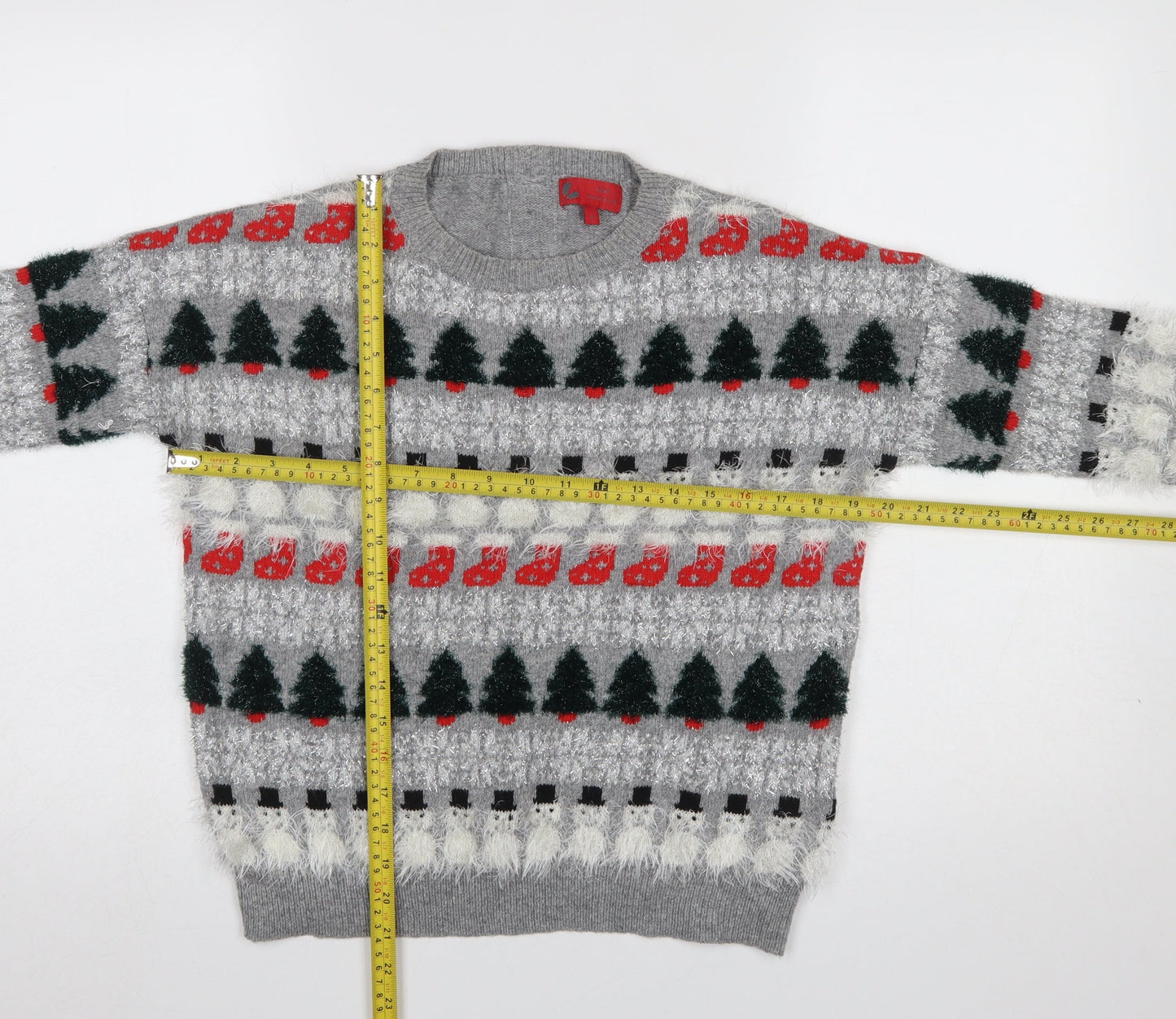 Next Women’s Grey Christmas Fair Isle Pullover Jumper Size 8