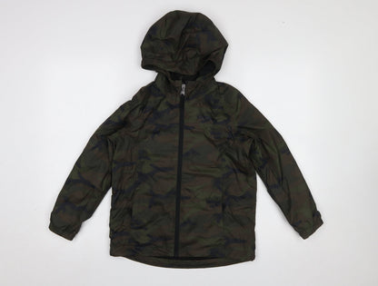 Additional front view of TOG24 boys’ green camouflage hooded windbreaker jacket 10 years
