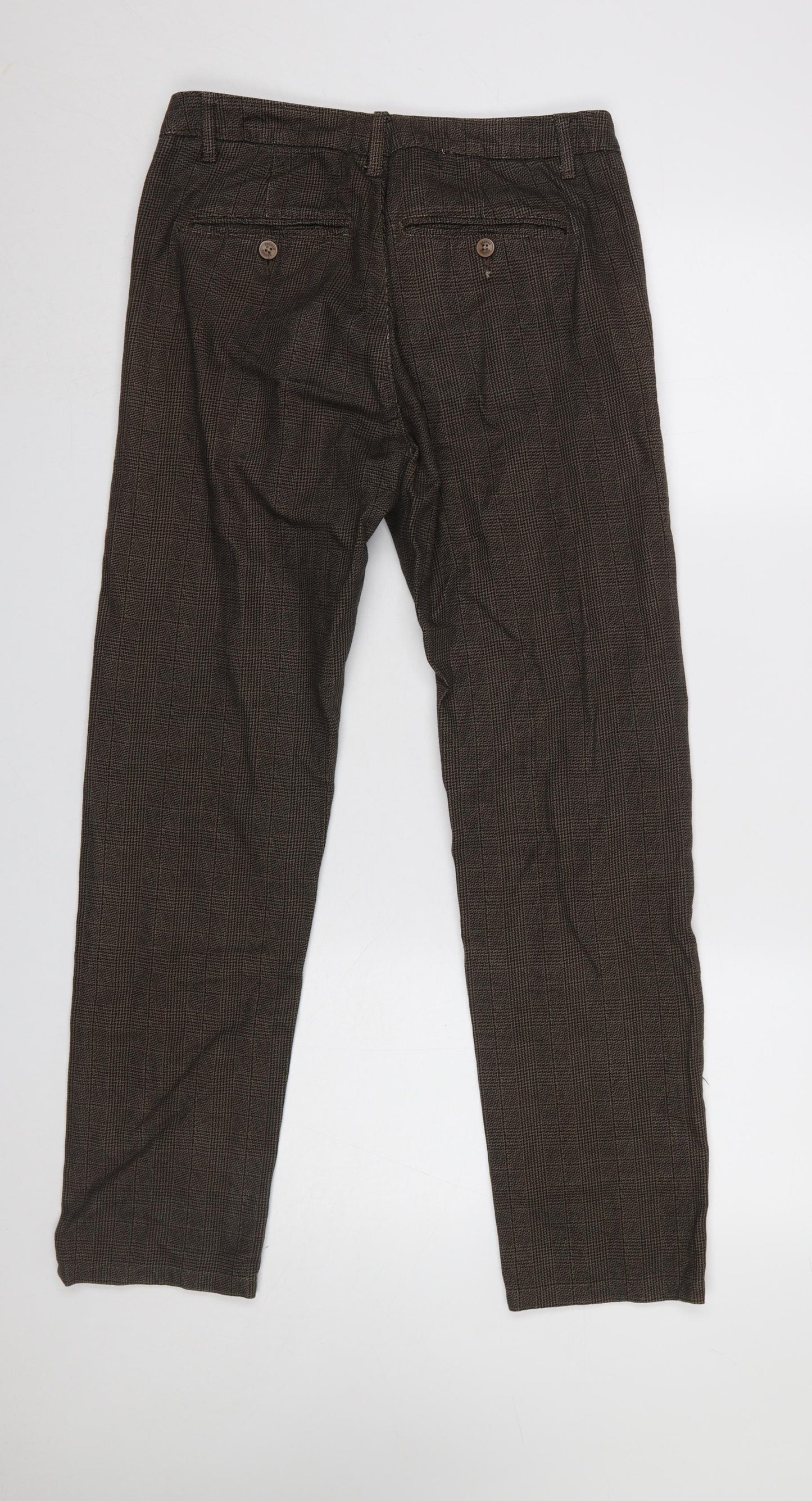 Kruder Women’s Brown Check Cotton Chino Trousers Size 16