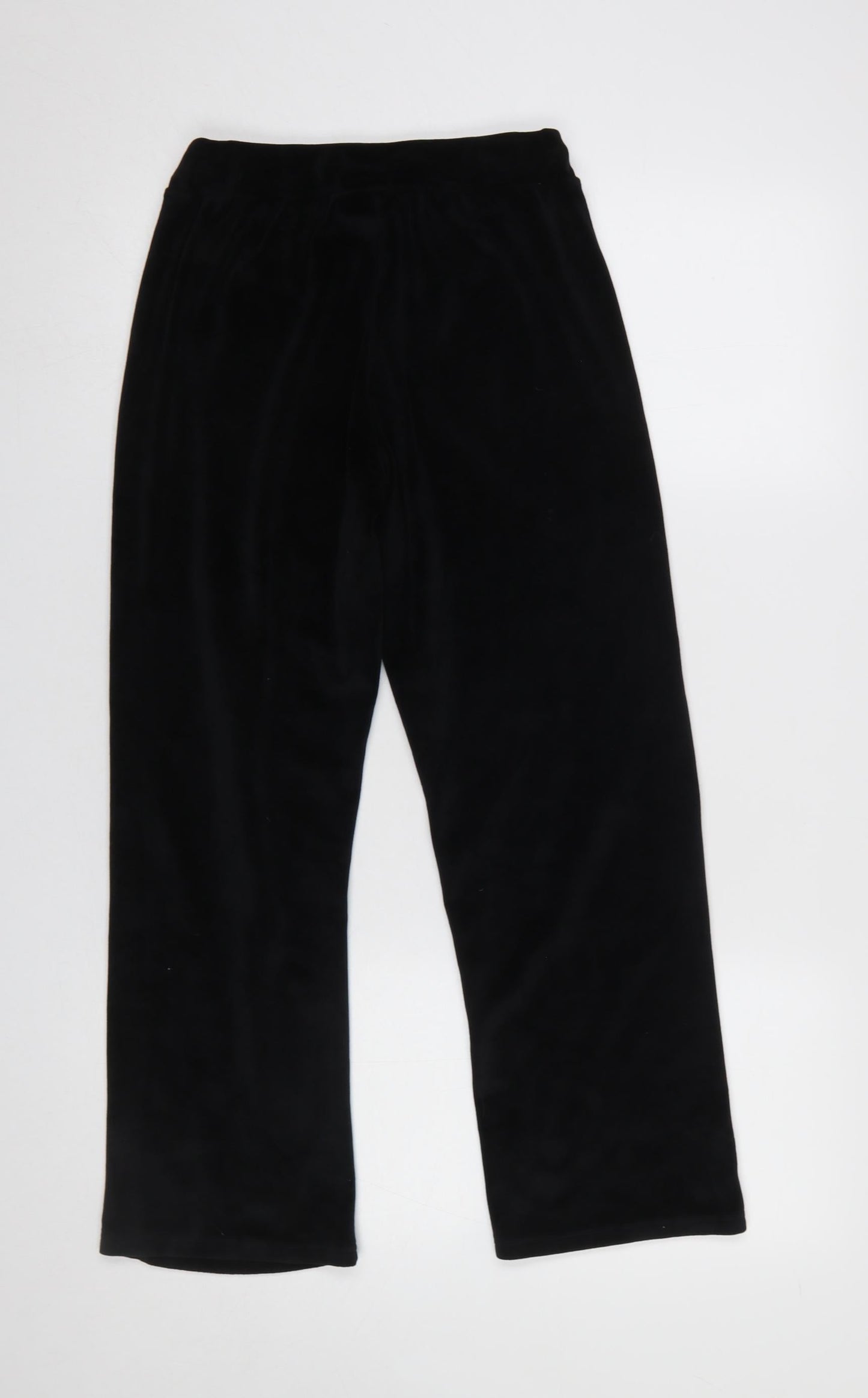 Dunnes Stores Girls Black Velour Sweatpants 25in Waist - Flower Detail