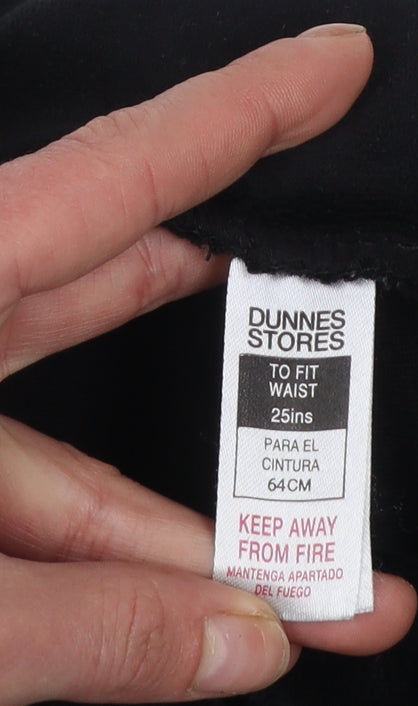 Dunnes Stores Girls Black Velour Sweatpants 25in Waist - Flower Detail
