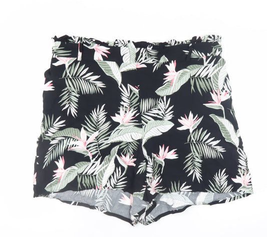 Vero Moda Womens Black Floral Paperbag Shorts Size 18