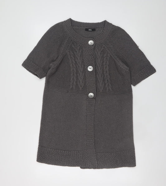 Marks and Spencer Women’s Grey Short Sleeve Cable-Knit Cardigan UK 14