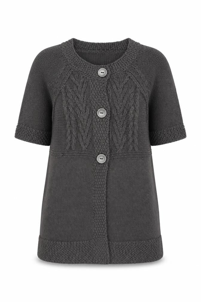 Marks & Spencer Women’s Grey Short Sleeve Cable-Knit Cardigan UK 14