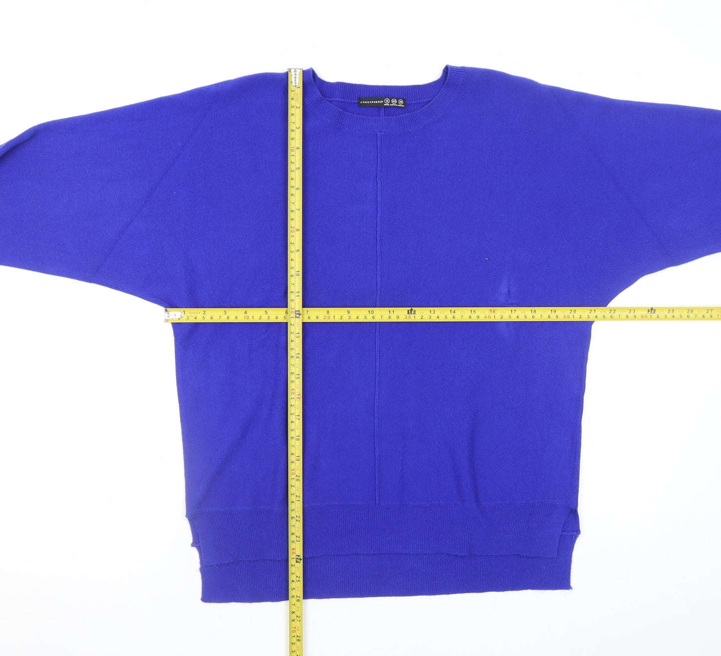 Atmosphere Women Blue Acrylic Crew Neck Pullover Jumper Size 12