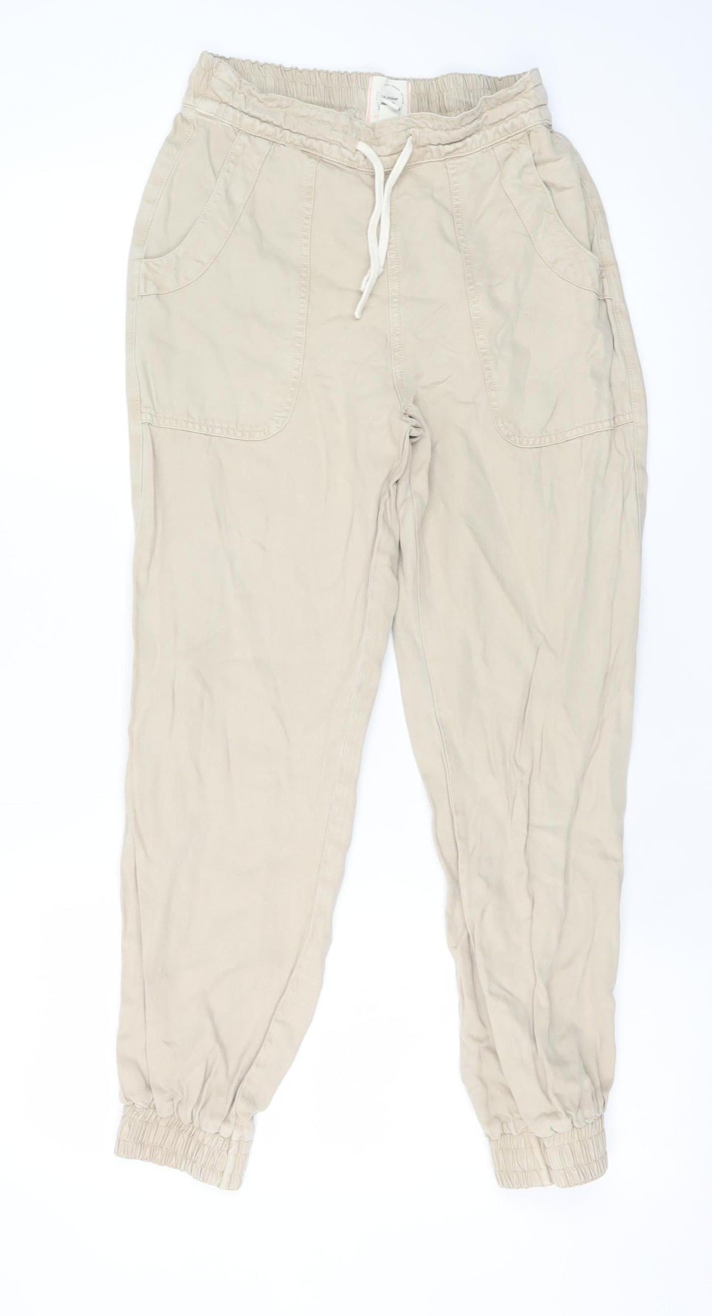 River Island Men's Beige Jogger Trousers Size 6R Elastic Waist Casual