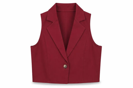 Boohoo Women's Red Suit Waistcoat UK 10 Tailored Sleeveless