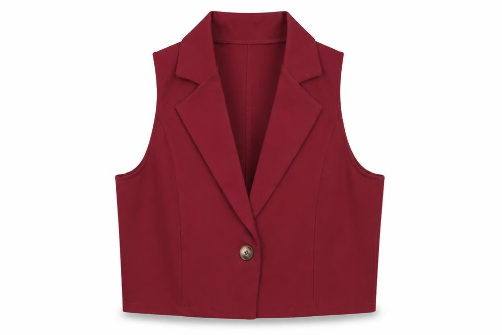 Boohoo Women's Red Suit Waistcoat UK 10 Tailored Sleeveless