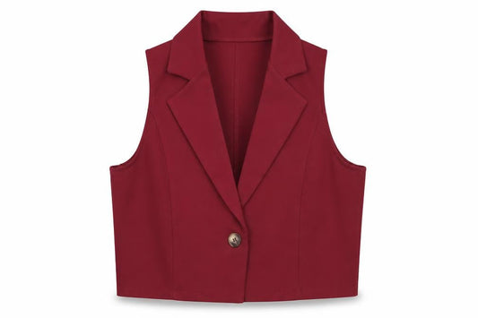 Boohoo Women's Red Suit Waistcoat UK 10 Tailored Sleeveless