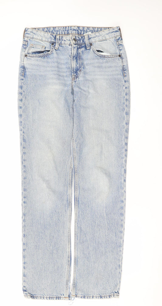 H&M Men Blue Straight Regular Fit Mid Rise Denim Jeans 30W 30L