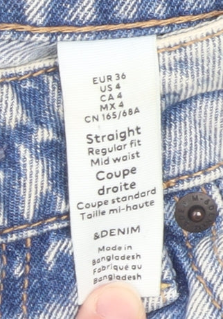 H&M Men Blue Straight Regular Fit Mid Rise Denim Jeans 30W 30L
