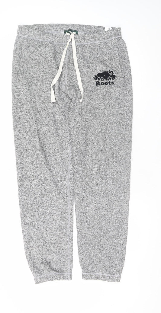 Roots Men's Grey Regular Fit Fleece Sweatpants M