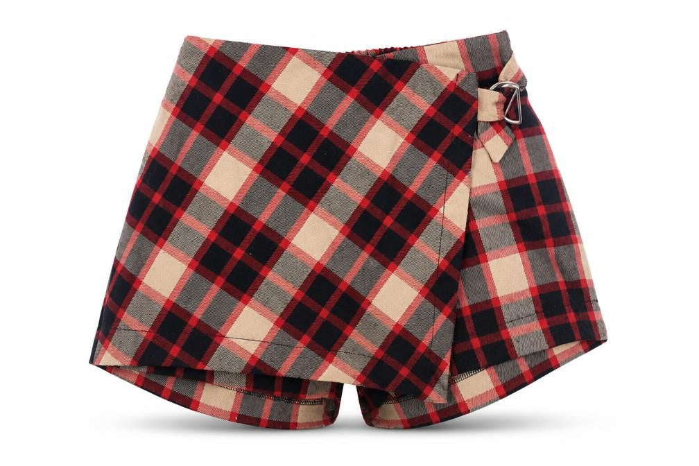 Coeli Girls Multicoloured Check Wrap Skort Size 28 Polyester Blend