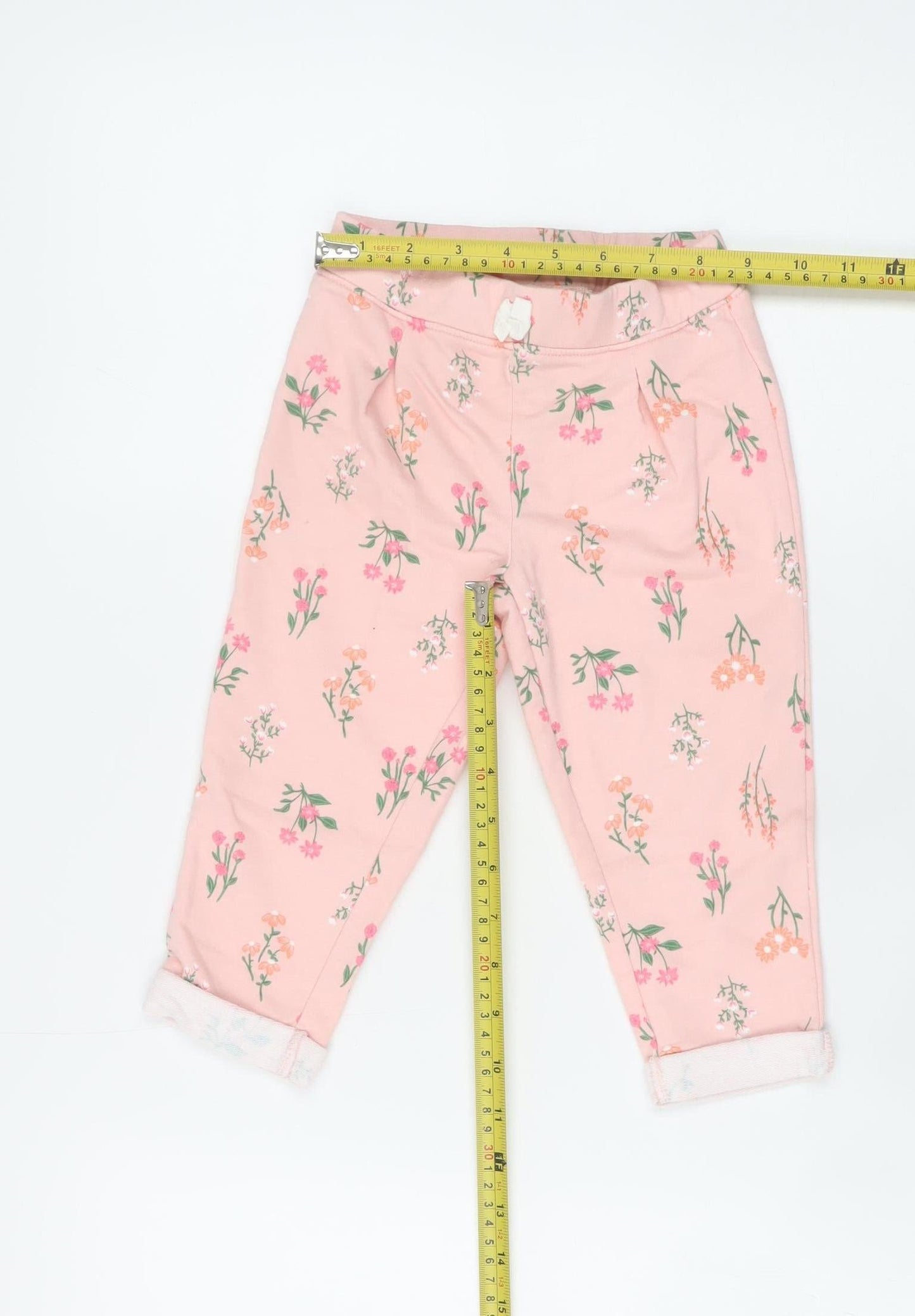 Carter's Girls Pink Floral Ankle Leggings 24 Months Cotton Blend