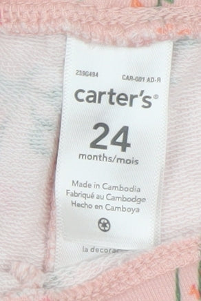 Carter's Girls Pink Floral Ankle Leggings 24 Months Cotton Blend