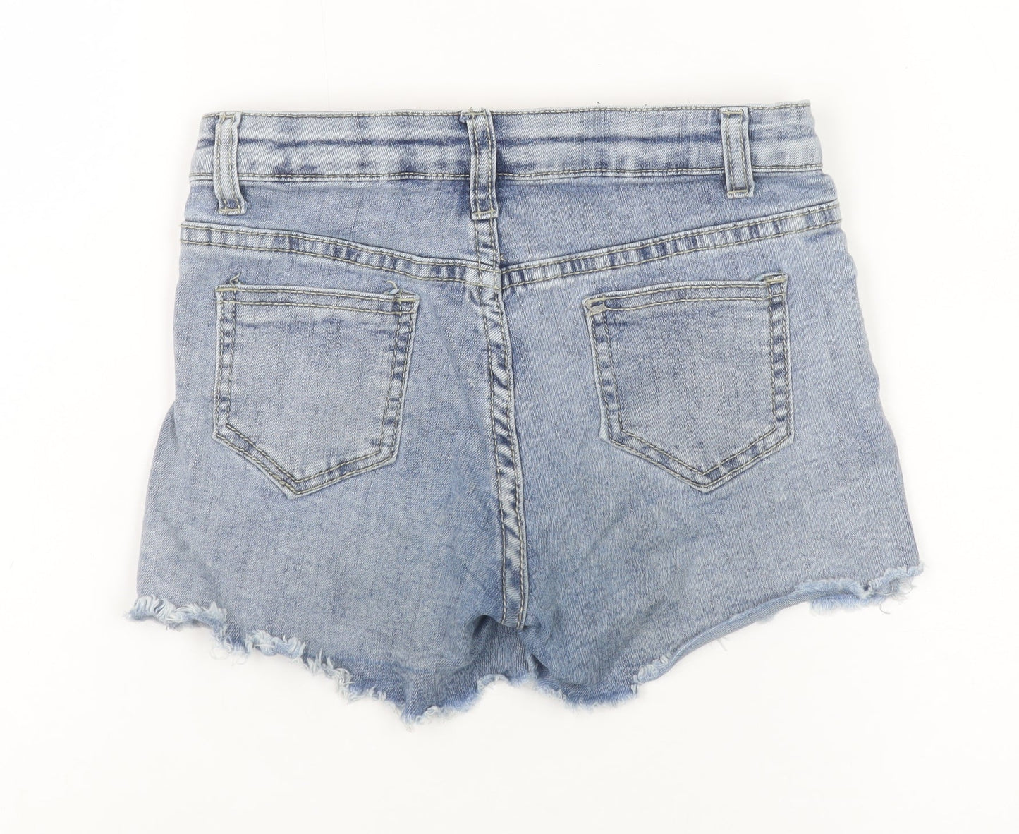 Smogirl Girls Blue Cut-Off Denim Shorts Size 12 Cotton Blend Frayed Hem