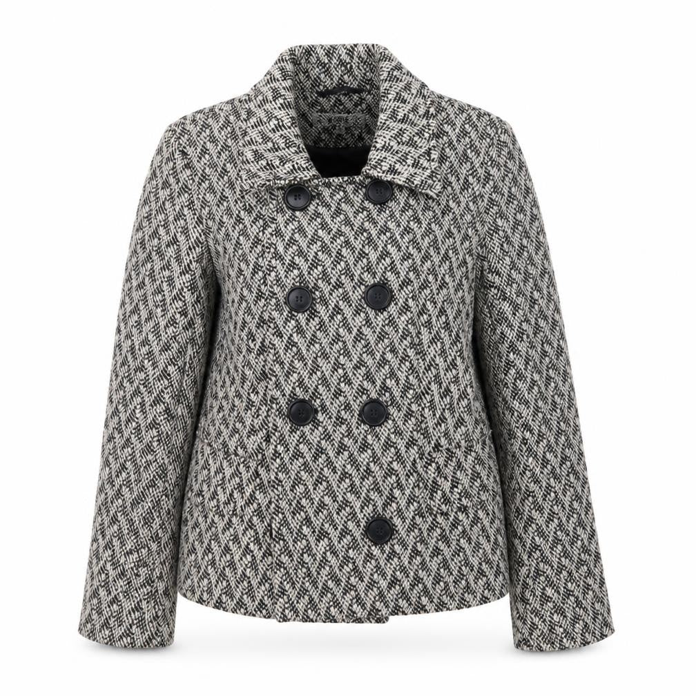 Marks & Spencer Women's Grey Herringbone Pea Coat Size 8 Wool Blend