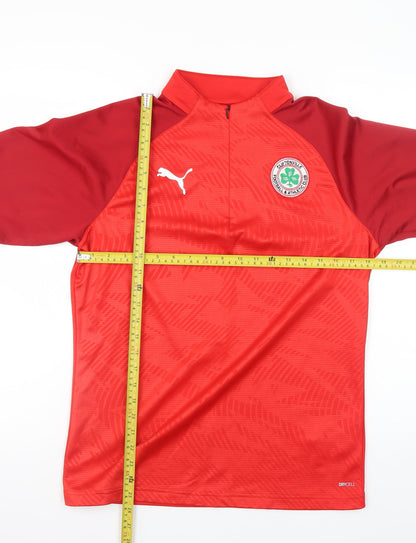 Back view of Puma Men's Red 1/4 Zip Football Training Jacket, size S