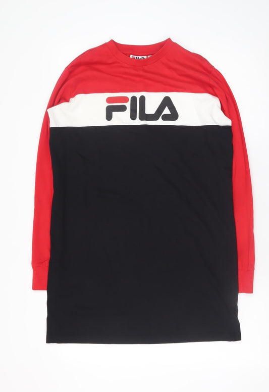 FILA Womens Multicoloured XS T-Shirt Dress Long Sleeve Cotton