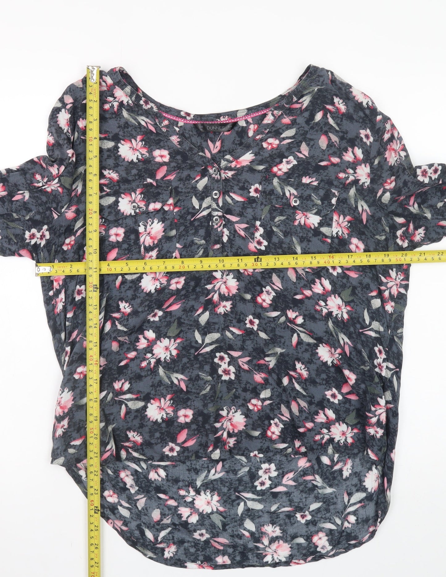 Dunnes Women’s Multicoloured Floral Cotton Tunic Blouse Size 14