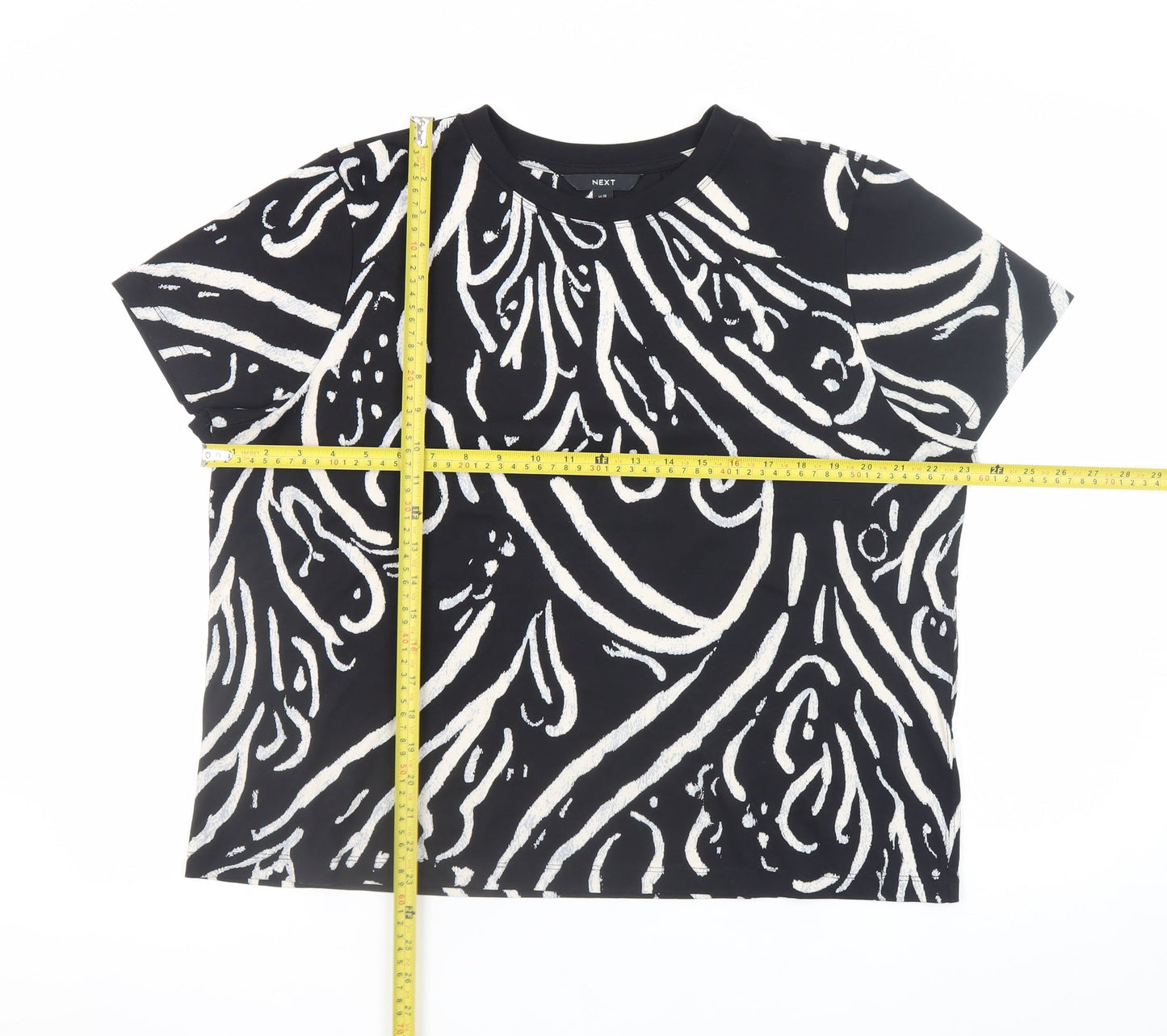 NEXT Women’s Black Abstract Cotton Jersey T-Shirt UK 18