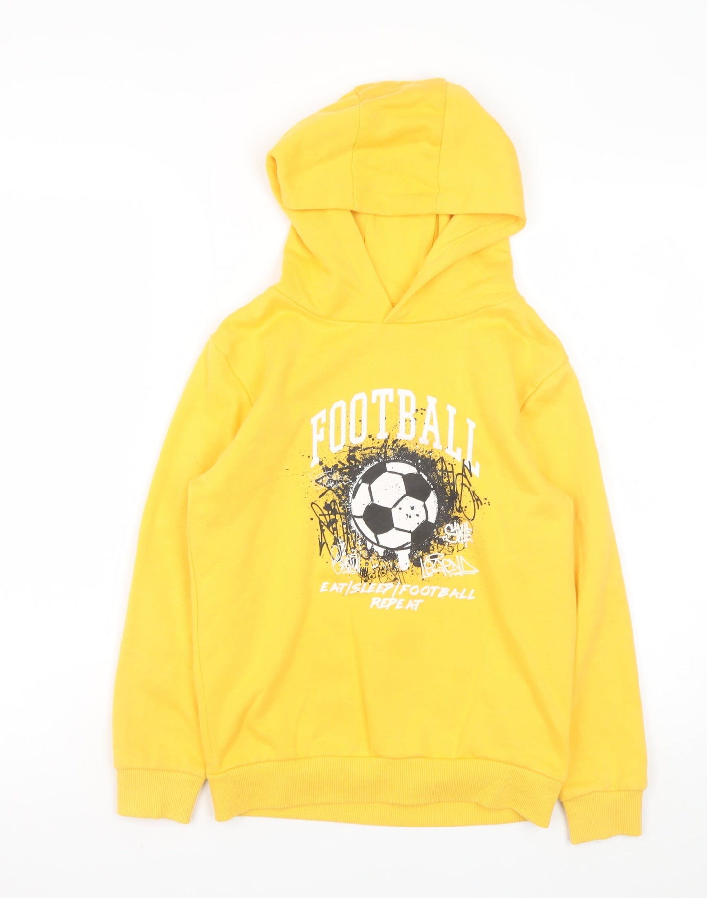 Dunnes Stores Boys Yellow Football Graphic Pullover Hoodie 9-10 Years