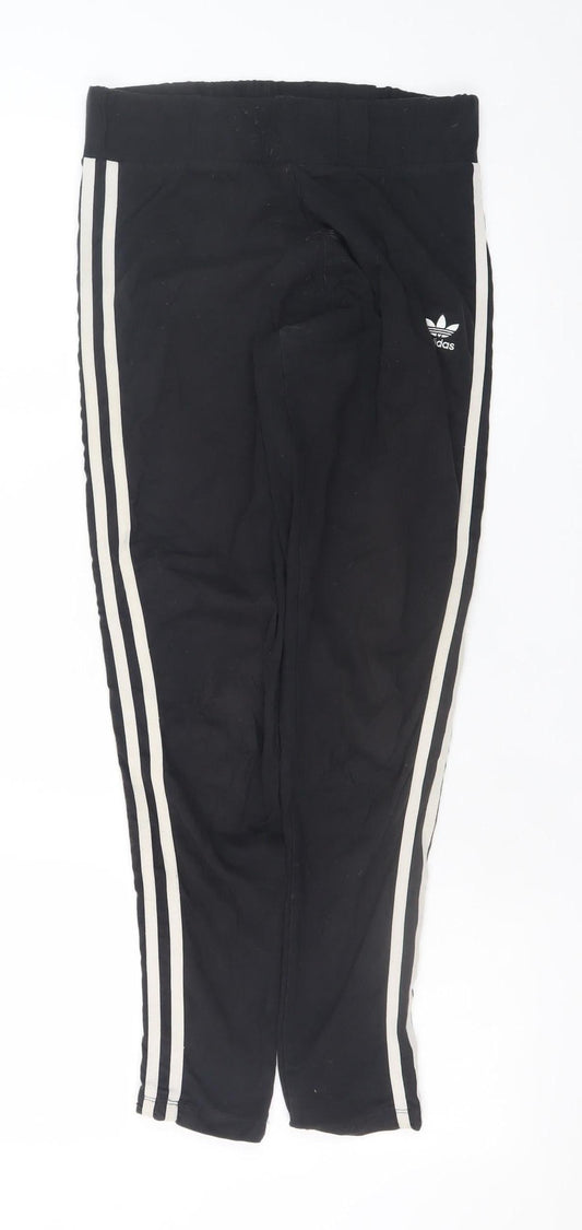 Adidas Women's Black Size 14 Cotton Stretch Side Stripe Leggings