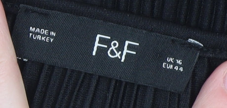 F&F Women’s Black Sleeveless Button Blouse UK 16