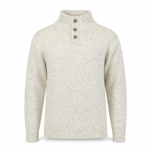 Cedarwood State Men's Beige Henley Jumper L High Neck Knit