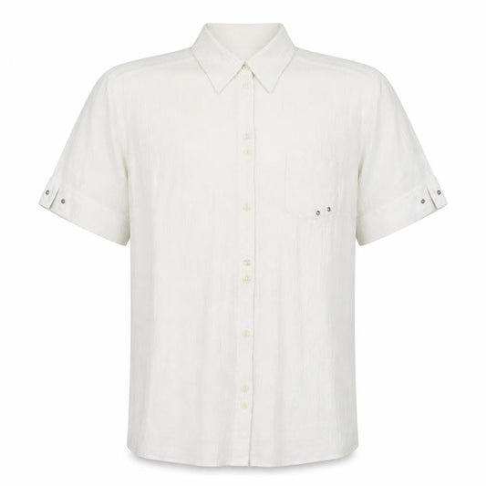 FER Men's White Short Sleeve Regular Fit Button-Up Shirt Size 52
