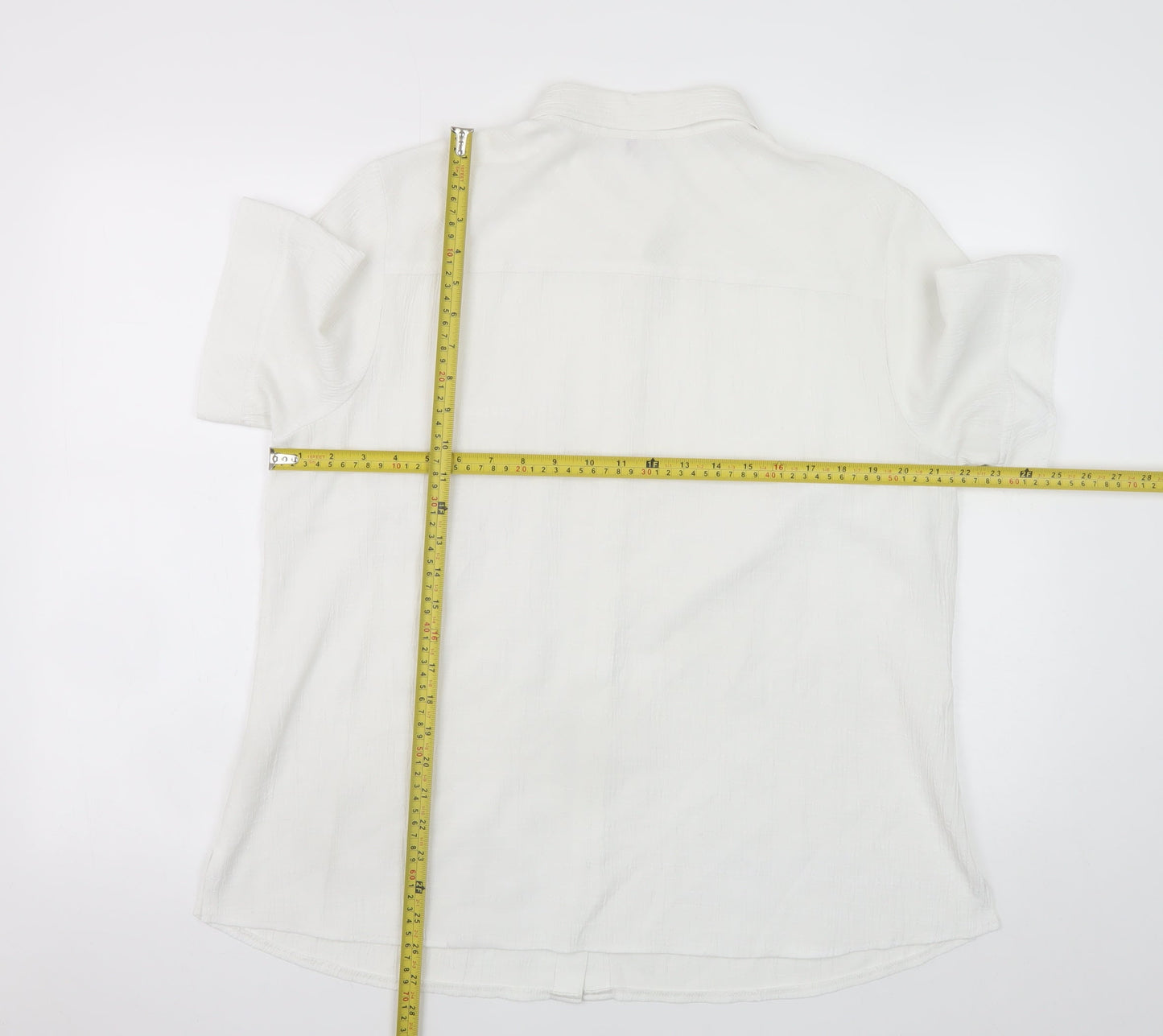FER Men's White Short Sleeve Regular Fit Button-Up Shirt Size 52
