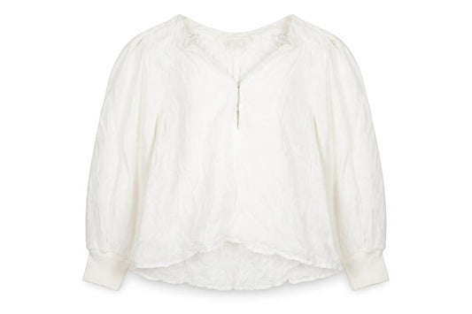 H&M Women White Modal Tunic Blouse Size 8 Long Sleeve Zip Neck