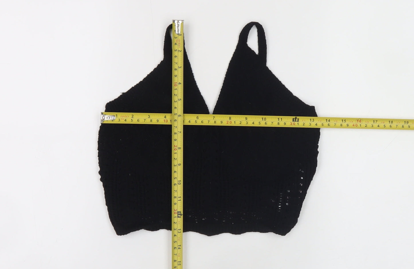 Primark Womens Black Knit V-Neck Sleeveless Cropped Jumper S