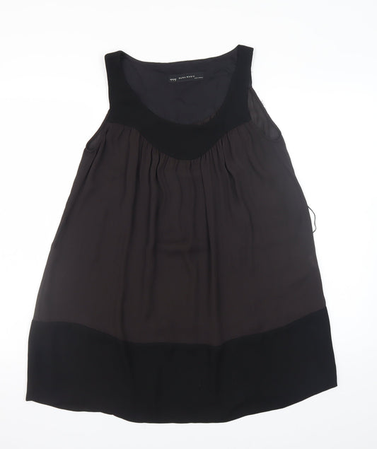 Zara Basic Women Black S Shift Sleeveless Knee Length Dress