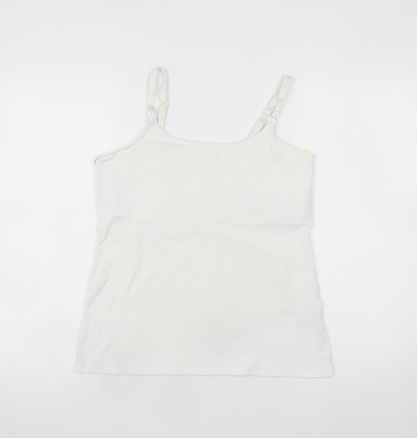 H&M Women White Cotton Elastane Camisole Tank Top UK M