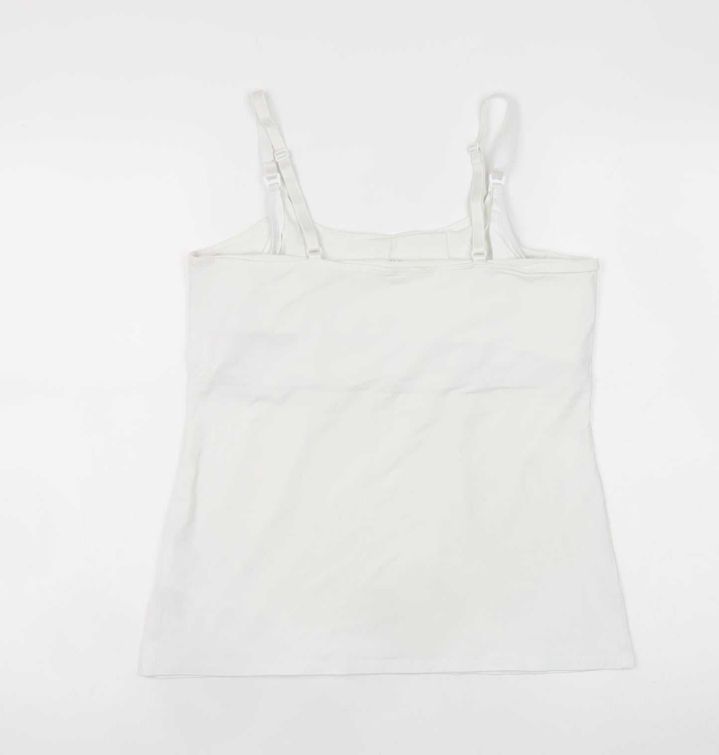 H&M Women White Cotton Elastane Camisole Tank Top UK M