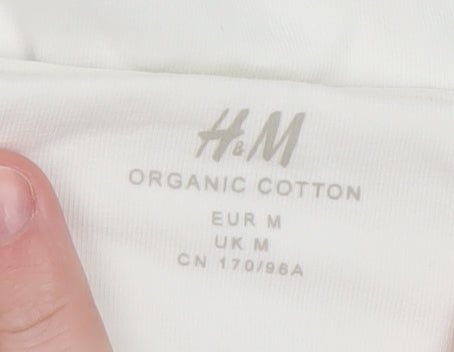 H&M Women White Cotton Elastane Camisole Tank Top UK M