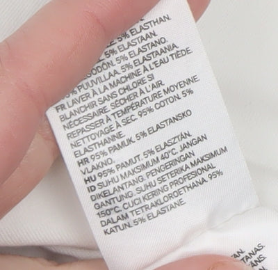 H&M Women White Cotton Elastane Camisole Tank Top UK M