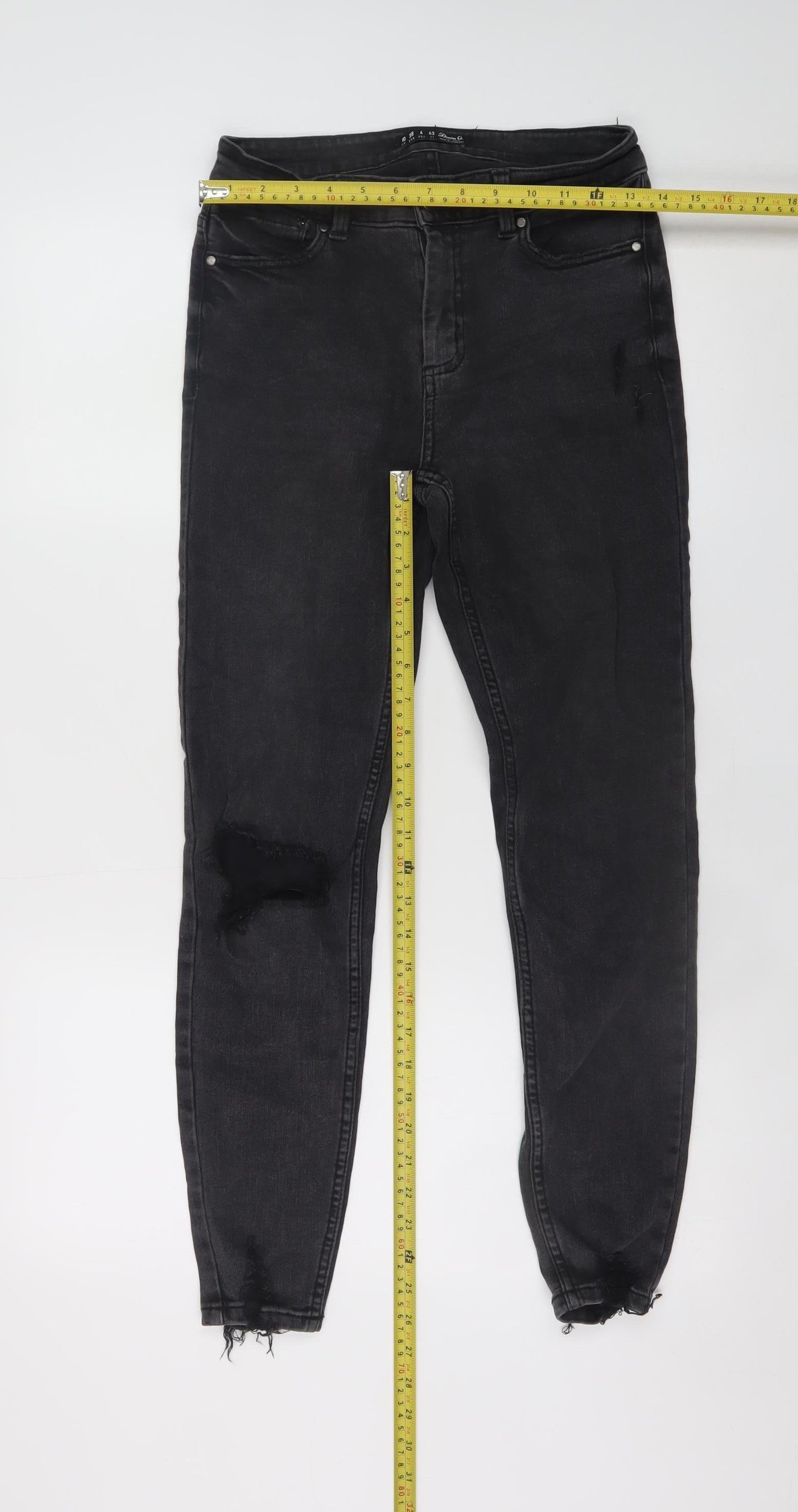 Denim Co Women Black Distressed Skinny Jeans Size 10