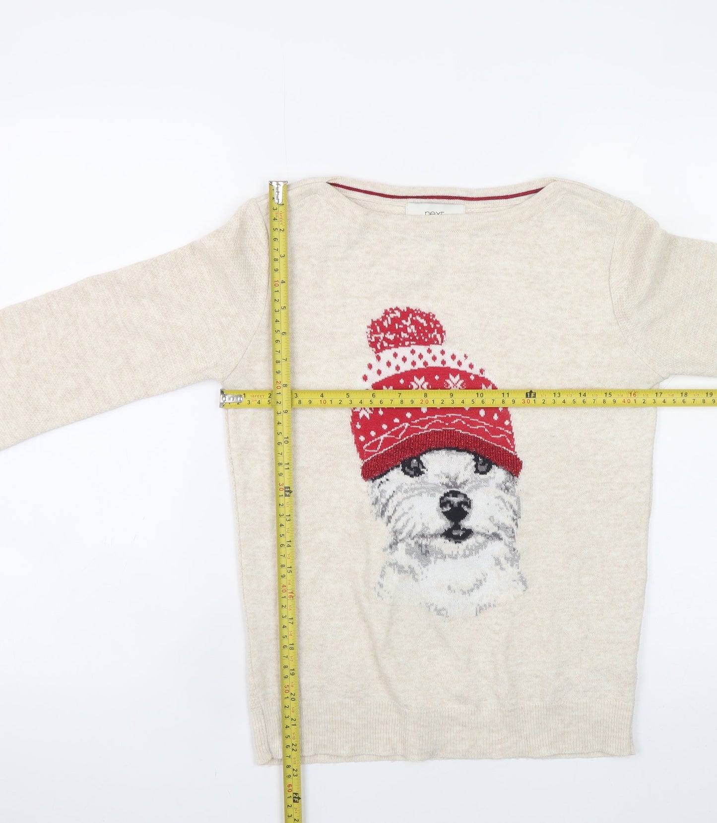 Next Women’s Beige Dog Christmas Jumper Size 8